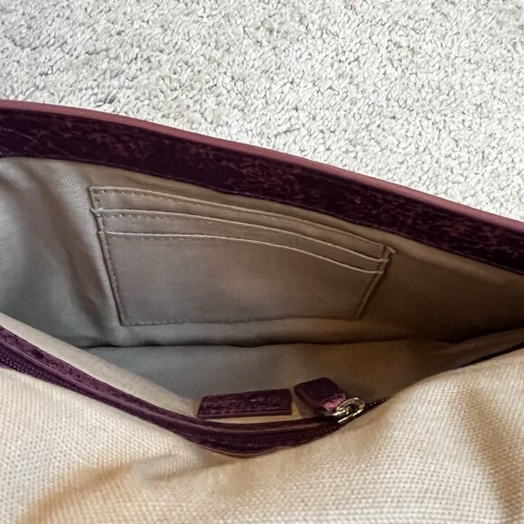 Y2K Cole Haan Envelope Clutch Metallic Leather Fuschia/Brown Party Purse Handbag - Picture 5 of 9